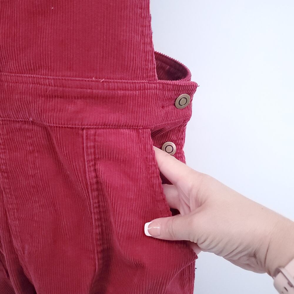 Passengers Red Courduroy Dungarees Overalls CrissCross Straps Button Sides| M - Picture 6 of 16